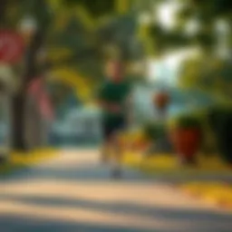 A person jogging in a park while earning Atlas Bucks for their activity