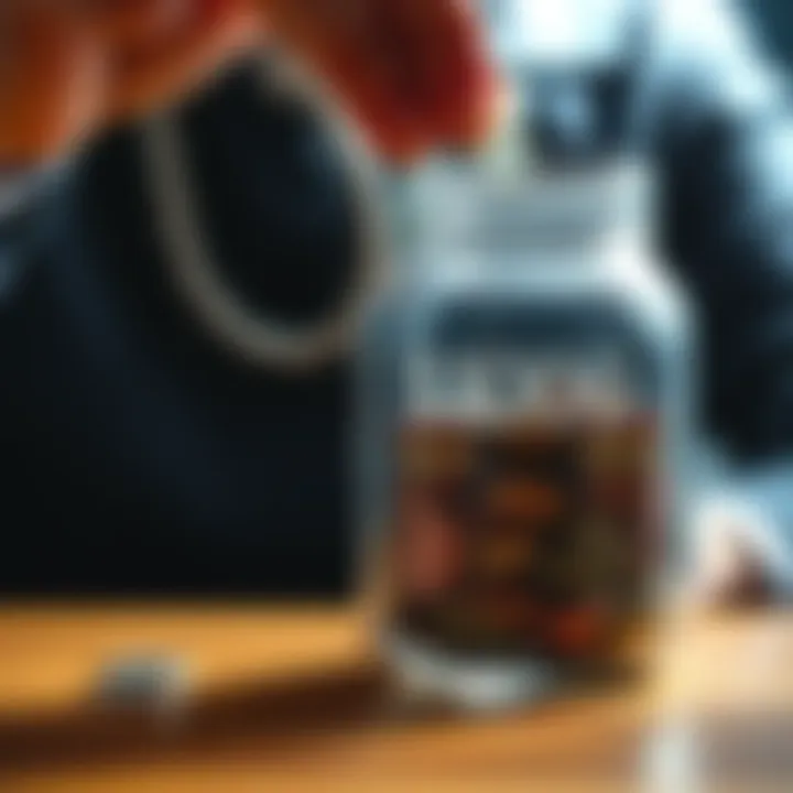 A person placing coins into a clear jar labeled $100, symbolizing savings goals for 2025.