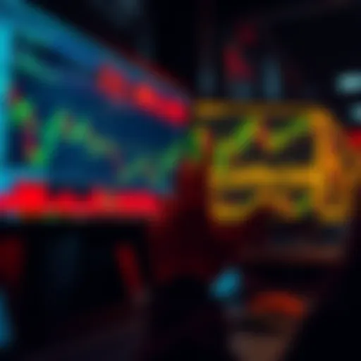 A person looking at a computer screen displaying cryptocurrency charts while contemplating selling their coins