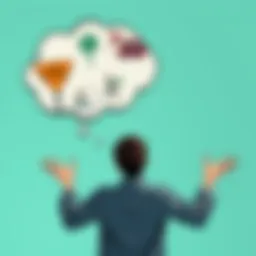 Person Shrugging with a Thought Bubble A person shrugging their shoulders while a thought bubble shows various situations symbolizing acceptance, like a road closed sign and a missed bus. The image conveys a sense of resignation and accept...