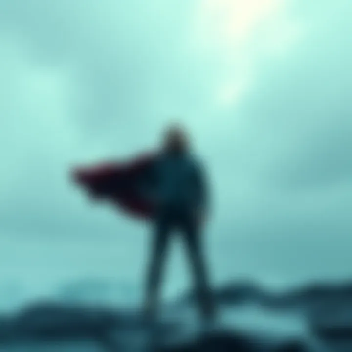 A person stands confidently against strong winds and rain, symbolizing resilience and determination in tough times