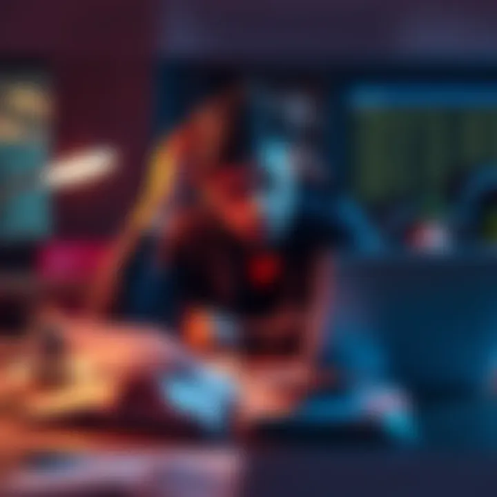 A person sitting at a table with bills and a laptop, showing signs of stress while checking their financial situation and cryptocurrency values.