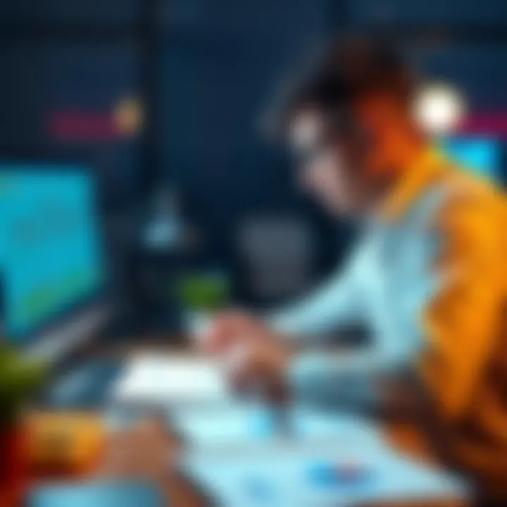 A beginner examining cryptocurrency charts and notes at a desk