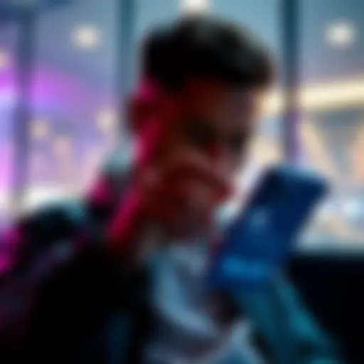 A person checking their Revolut app on a smartphone, highlighting ease of managing salary and direct debits in a modern banking setting.