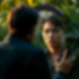 A person looking into a mirror with thoughtful expression, surrounded by nature, symbolizing self-discovery