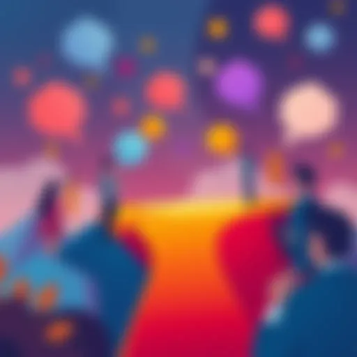 A colorful illustration of people choosing between various paths, representing different personality traits, with thought bubbles showing their reflections.