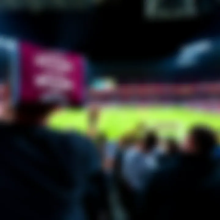 Fans excitedly look at headrests featuring personalized Bitcoin quotes at Villa Park during a match.