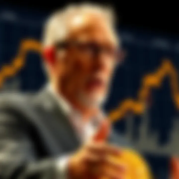 Peter Schiff speaking about Bitcoin's decline against gold, with a graph showing the drop in values in the background.