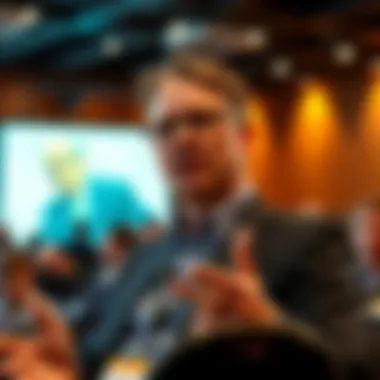 Peter Todd speaking at a conference about the potential removal of Bitcoin's 21 million supply cap, with an audience in the background.