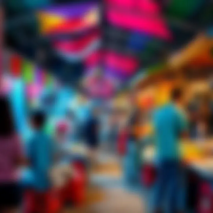 Philippines Crypto Scene A vibrant market scene in the Philippines showcasing people engaging with cryptocurrency, local culture, and HBAR discussions.