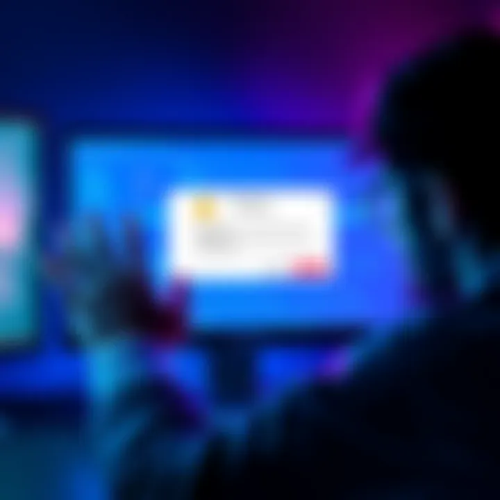 A worried person looking at their computer screen with a pop-up warning about a phishing scam targeting Exodus wallet users, displaying concerned expressions.