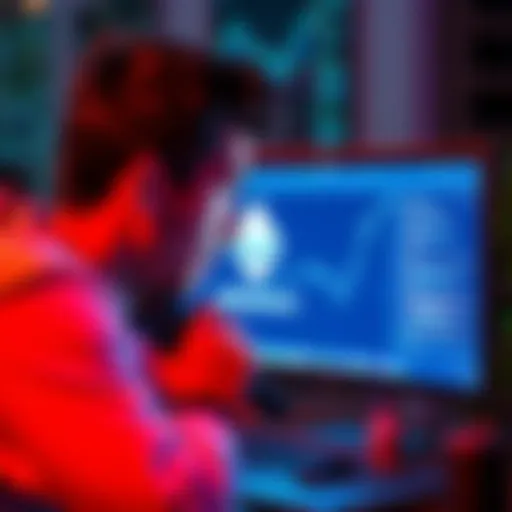 Phishing Attack on Crypto User A digital representation of a person looking shocked while viewing their empty Ethereum wallet on a computer screen, symbolizing the loss of funds in a phishing attack.