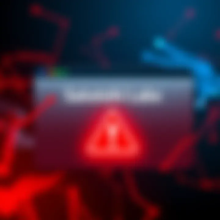 A warning graphic showing a phishing email with Satoshi Labs logo and a red alert symbol, indicating a scam