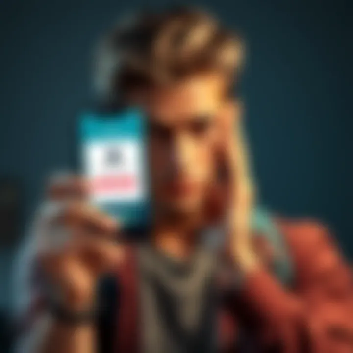 A person looking worried while holding a phone displaying a suspicious app, with a Ledger wallet in the background