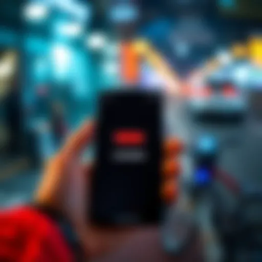 A smartphone displaying a loading screen for an app, indicating access issues
