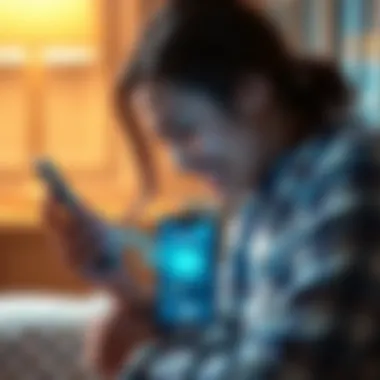 A person looking at a smartphone with monitoring apps on the screen