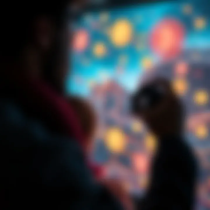 A photographer showcasing their artwork on a digital screen with cryptocurrency symbols