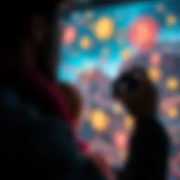 Photographer selling NFT art A photographer showcasing their artwork on a digital screen with cryptocurrency symbols