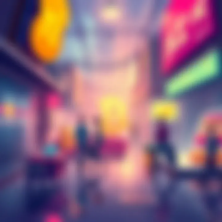 Real Use Cases of Pi Transactions in Commerce A vibrant illustration depicting various commerce settings where Pi is used for transactions, merging digital and physical marketplaces.