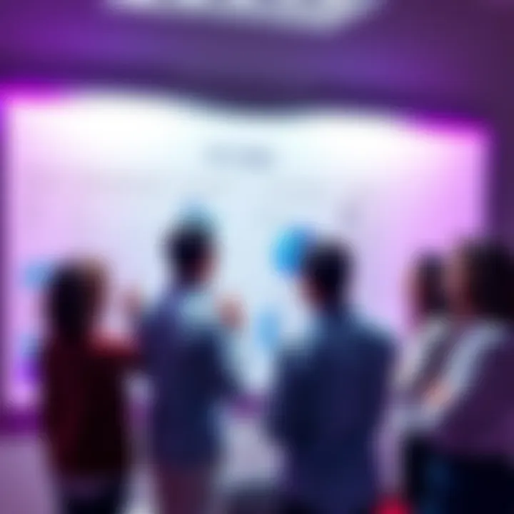 Group of people discussing cryptocurrency development on a whiteboard with charts and notes.