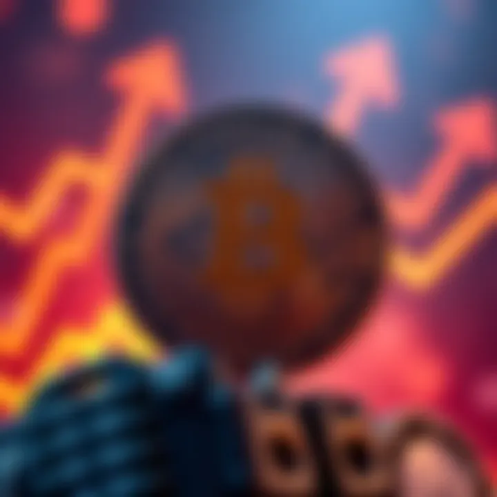 PI Cryptocurrency Coin on Rise A graphic showing a PI cryptocurrency coin gaining value with upward arrows in the background.