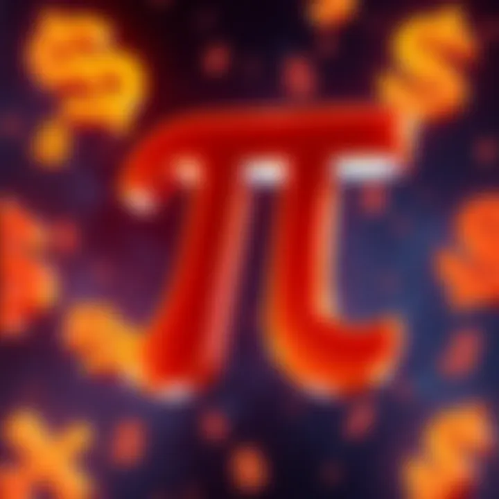 Pi representation in dollar signs Illustration showing Pi symbol represented as dollar signs with mathematical symbols around