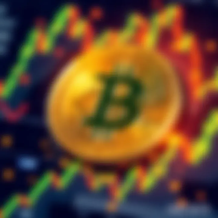 A visual representation of Pi coin with fluctuating graphs and trading symbols