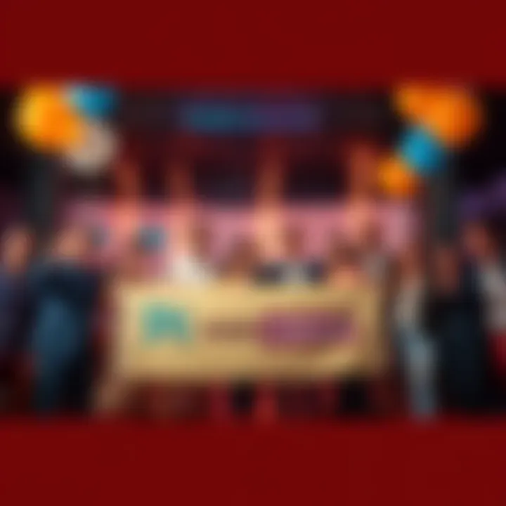 Pi Network 1st Anniversary Celebration Founders of Pi Network celebrating with a banner and balloons, symbolizing innovation and community.