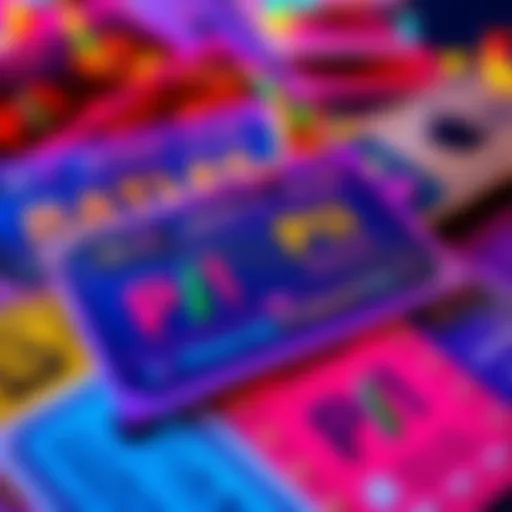 Colorful raffle tickets for the Pi Network community with prizes like iPhones and laptops