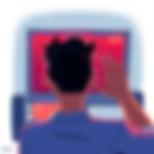 An illustration showing a worried person looking at a computer screen with connection issues, related to the Pi Node Protocol update.