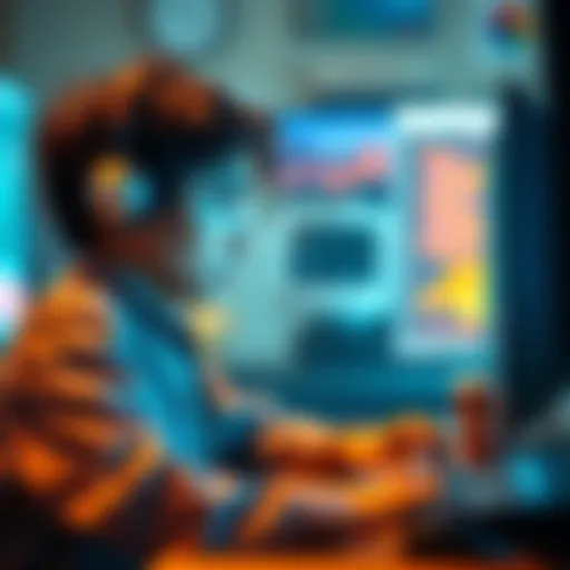 A concerned pioneer sitting at a computer, looking frustrated while checking the migration process status online.