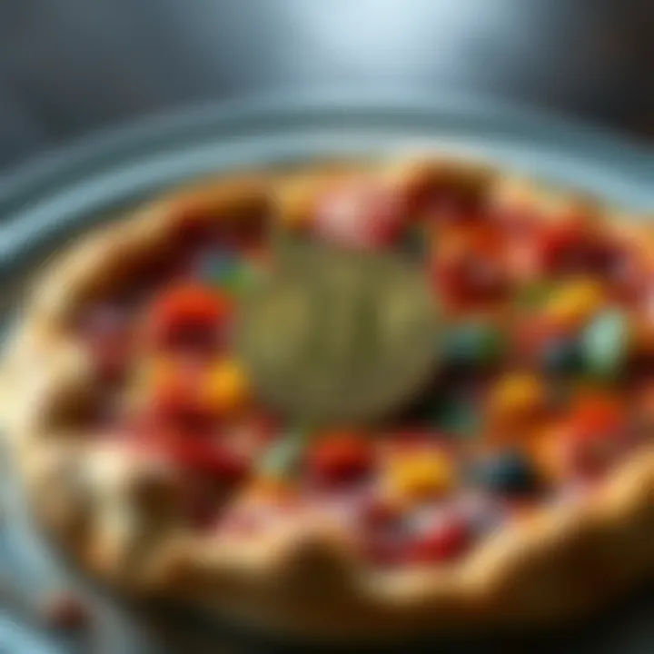Pizza and Bitcoin A pizza with Bitcoin logo on top, celebrating Bitcoin Pizza Day.