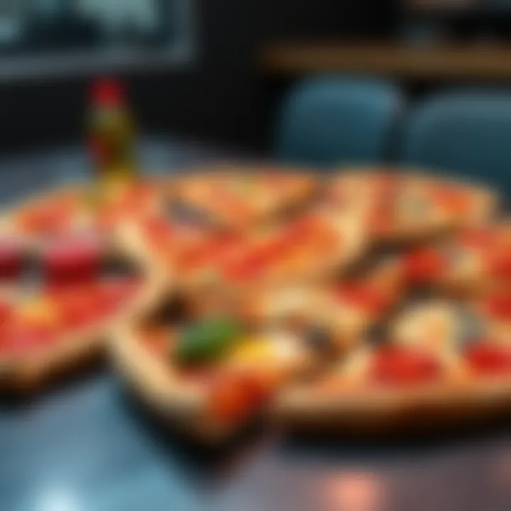 Pizza slices on a table A variety of delicious pizza slices arranged on a table, perfect for sharing in a Discord challenge.