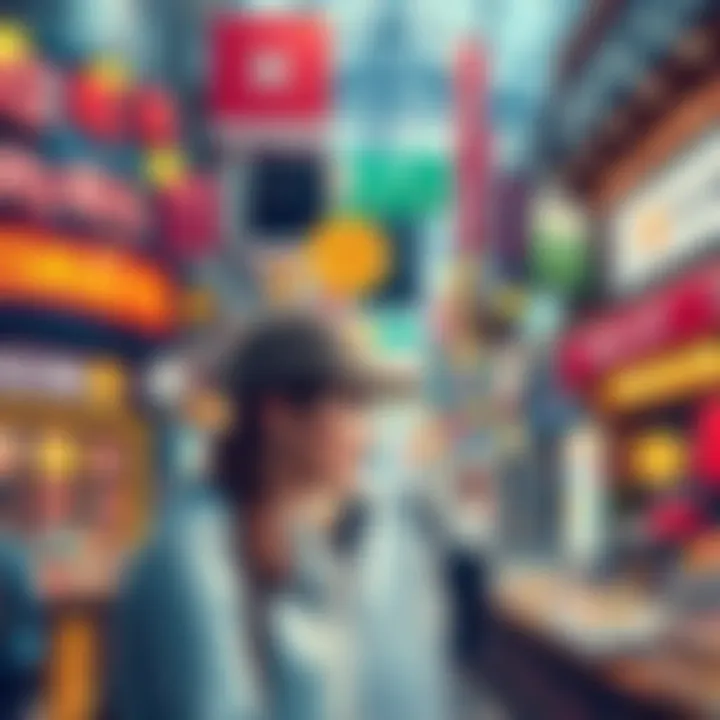 A collage of online shopping sites, local shops, and people using cryptocurrency for purchases