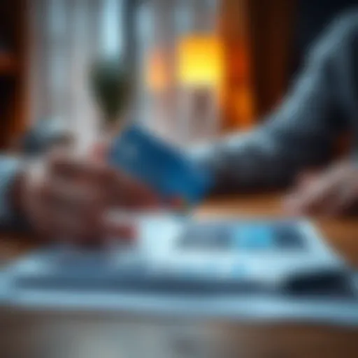 A person examining a platinum credit card alongside details about an ultra plan on a desk