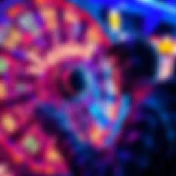 A gamer interacts with the diamond wheel feature in a video game, showcasing excitement and curiosity about its mechanics.