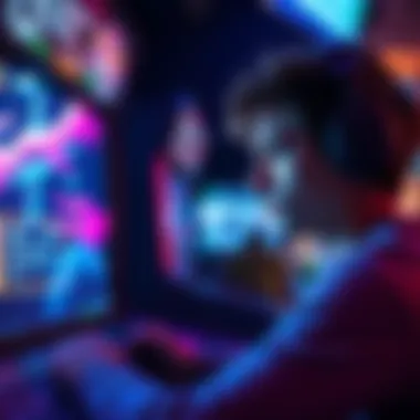A gamer looks frustrated while staring at a screen showing an account block message after completing a level too quickly in an arcade game.