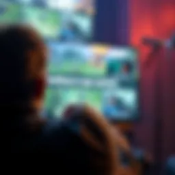 A person looking at a gaming screen showing the 'looking for opponent' message, showing signs of frustration