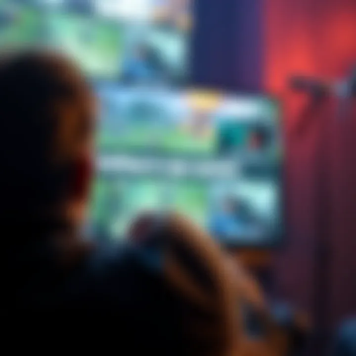 A person looking at a gaming screen showing the 'looking for opponent' message, showing signs of frustration