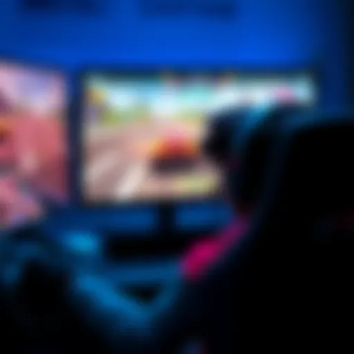 A player sitting in front of a screen, showing frustration while playing Racing 2.0, with game graphics on display.