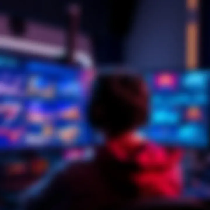 A gamer looking at a computer screen showing various challenging game levels to choose from after beating Bloodbath