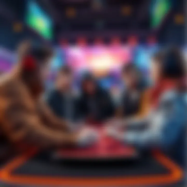 A group of competitive players discussing strategies and potential alliances in a reality competition setting, with one player showing a fake advantage.
