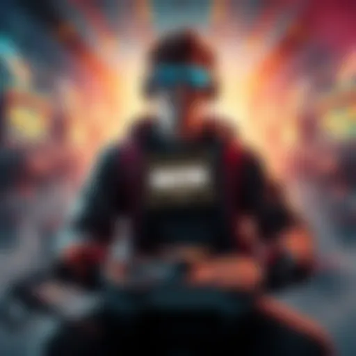 Player with MAYOR tag A gamer celebrates with a MAYOR tag displayed on their character's profile, surrounded by gaming elements like controllers and a vibrant game world.