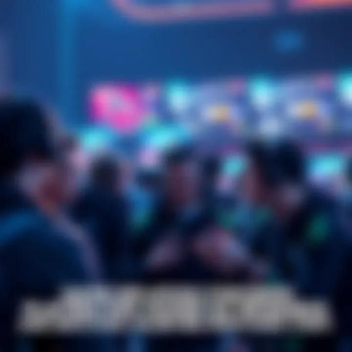 Group of gamers looking at screens showing ads and discussing rewards for watching them