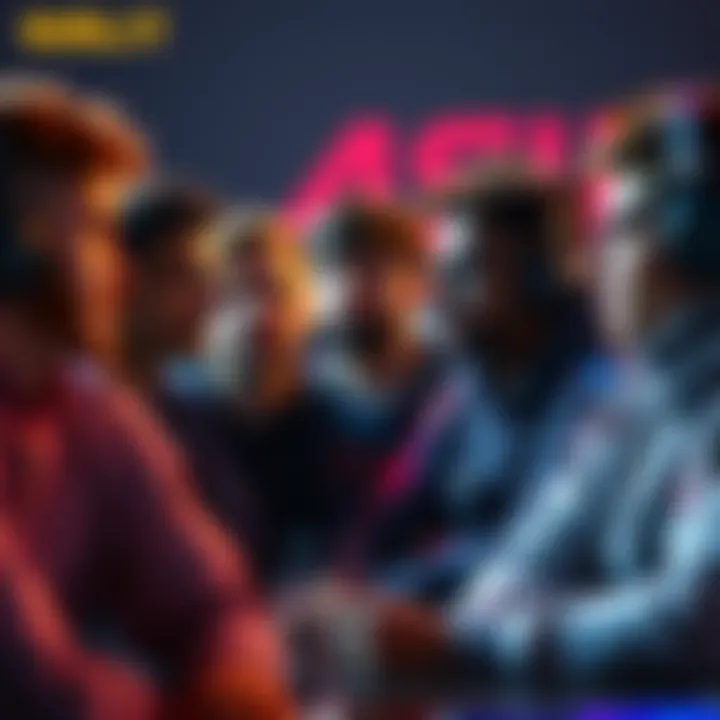 A group of players discussing the challenges of a new tournament system, showing mixed emotions and reactions