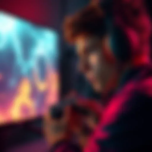 A gamer looking frustrated with a game controller in hand while staring at a loading screen, indicating connection issues.