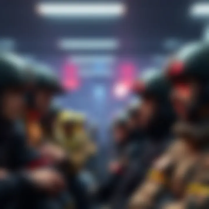 Players Waiting for New Ladder Challenge Tasks A group of players looking frustrated while discussing the lack of new tasks in the Ladder Challenge after completing their last warship task.