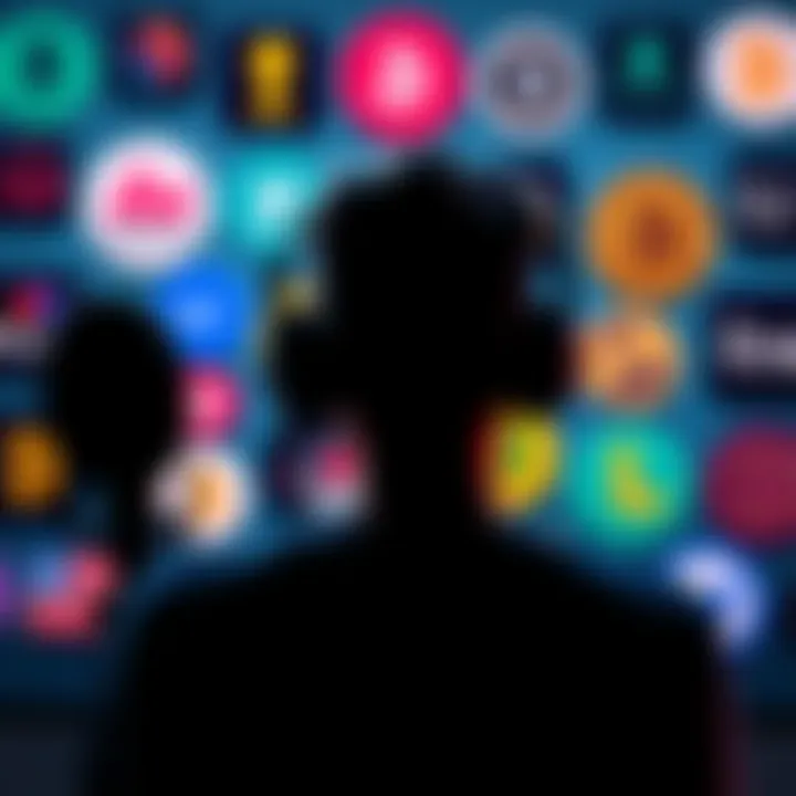 Podcasts and Headphones A person listening to podcasts with headphones, surrounded by various podcast logos related to finance and Bitcoin.