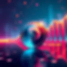 An illustration of the POL token symbol representing stability in the cryptocurrency market, with a background showing upward trends.