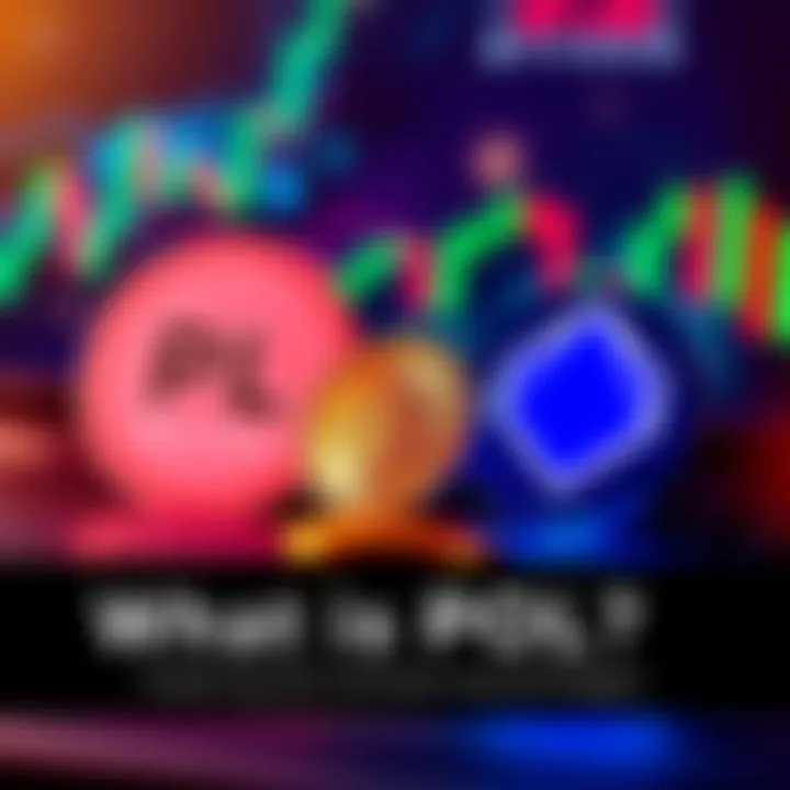 A graphic showing the logos of POL and Polygon with coins and a digital graph in the background to represent transactions